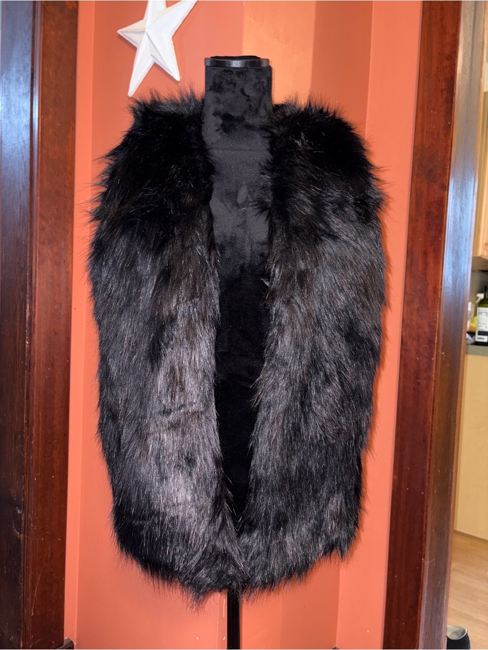 Time and Tru Black Faux Fur Vest